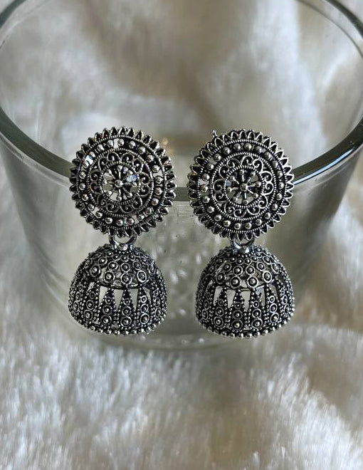 Ethnic Silver Jhumka Earrings