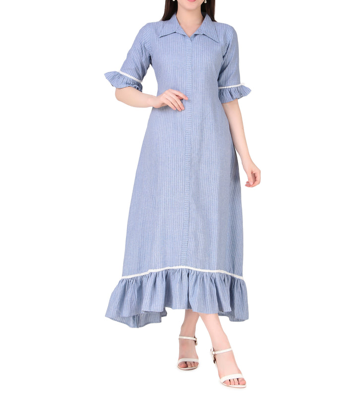 Ladyline Womens 100% Cotton Handloom Anarkali Gown Long Kurta Dress Kurti