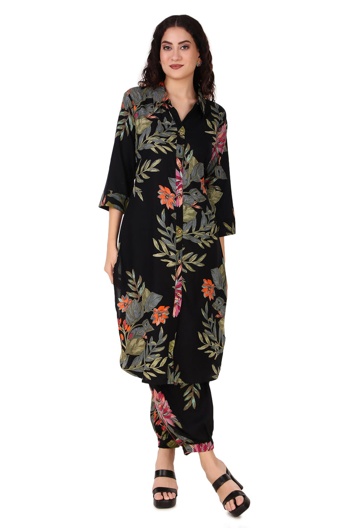 Ladyline Womens Rayon Printed Kurta Shirt with Salwar Pants | 2-Pcs Co-Ord Set | Salwar Kameez