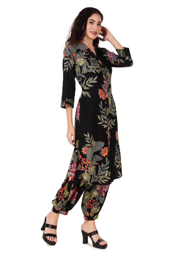 Ladyline Womens Rayon Printed Kurta Shirt with Salwar Pants | 2-Pcs Co-Ord Set | Salwar Kameez