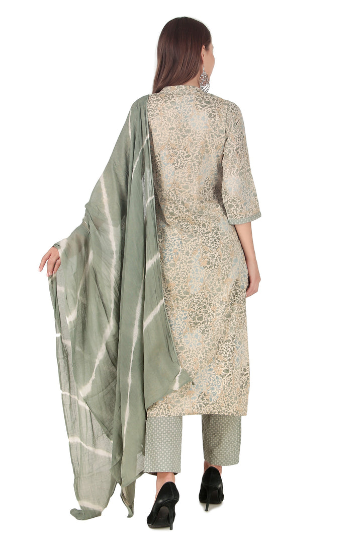 Ladyline Women's Cotton Angrakha Salwar Kameez - Hand Crafted with Leheriya Dupatta