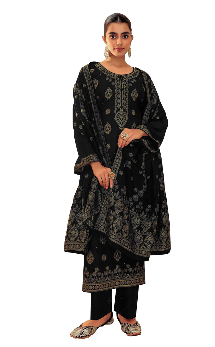 Ladyline Party Wear Pashmina Long Salwar Kameez Jacquard Weaving Winter Formal Indian Dress