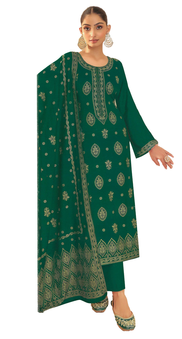 Ladyline Party Wear Pashmina Long Salwar Kameez Jacquard Weaving Winter Formal Indian Dress