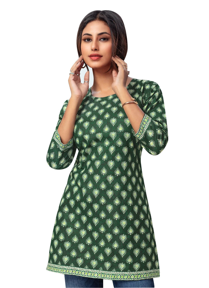 Ladyline Casual Cotton Printed Tunic Top Blouse for Womens Short Kurti Ethnic Print