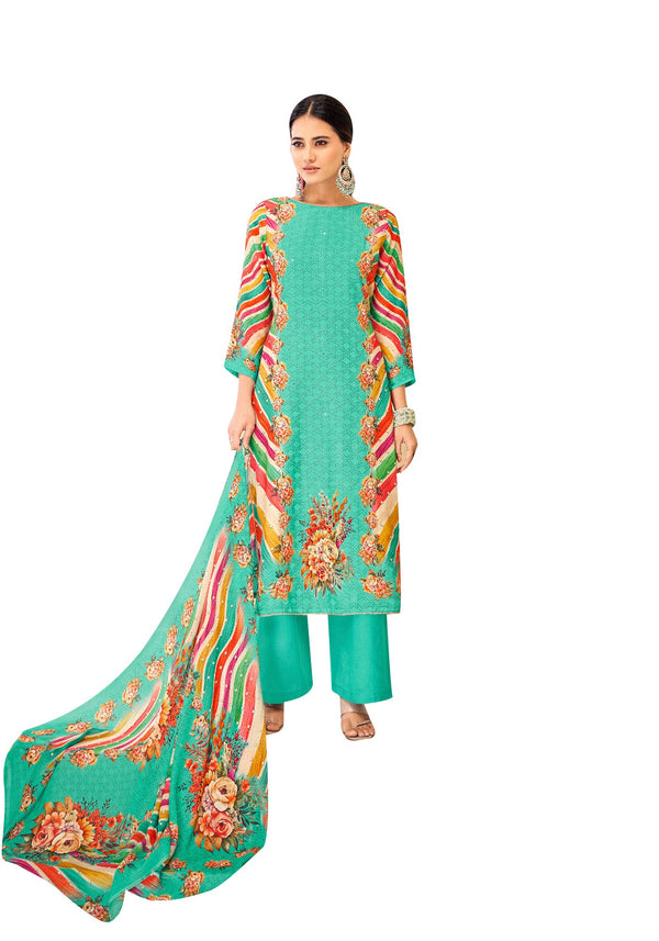 Ladyline Partywear Crepe Silk Salwar Kameez - Digital Printed Embroidered Womens Dress