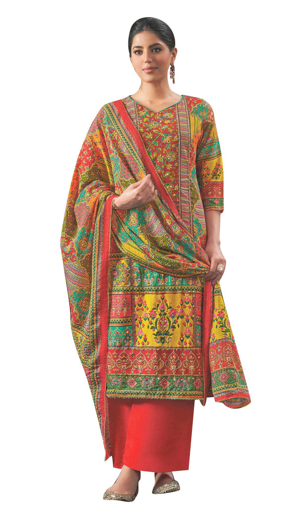 Ladyline Maslin Silk Printed Aari Embroidered Salwar Kameez Suit Set | Elegant Indian Pakistani Dress SPESK