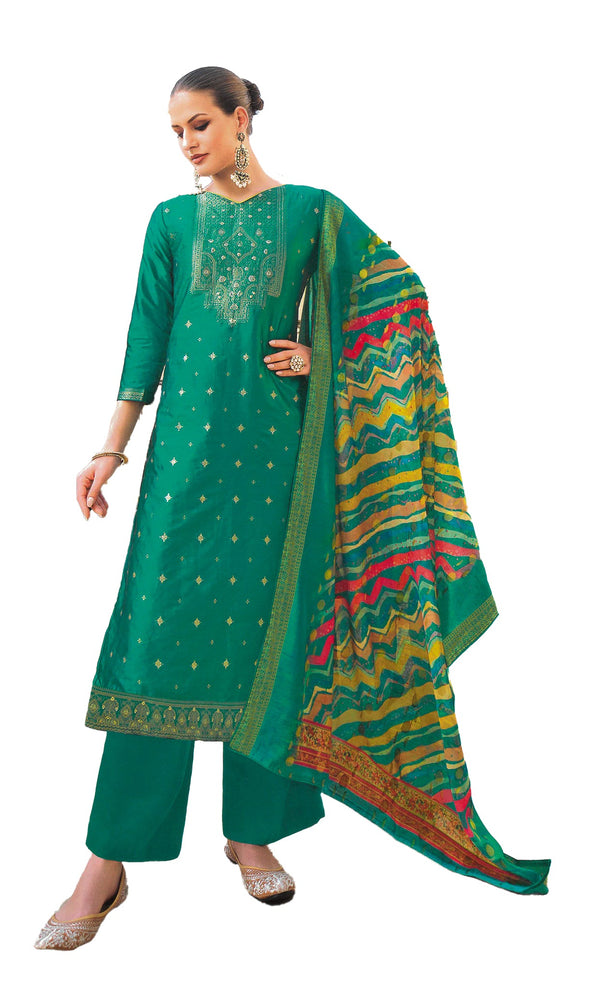 ladyline Formal Brocade Silk Handwork Long Salwar Kameez with Fancy Printed Banarasi Dupatta