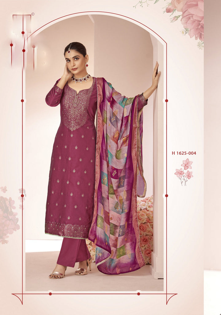 Ladyline Formal Brocade Silk Handwork Long Salwar Kameez with Fancy Printed Banarasi Dupatta