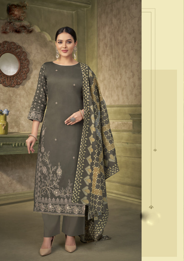 Ladyline Women's Cotton Salwar Kameez Set – Printed Kurta with Embroidery, Rayon Palazzo Pants & Lawn Dupatta – Ethnic Outfit for Festivals & Parties