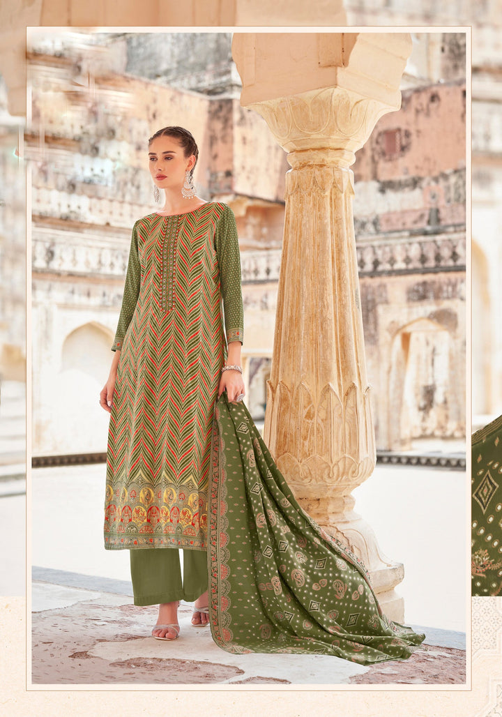 Ladyline Formal Royal Crepe Silk Salwar Kameez for Women - Printed Embroidered with Palazzo Pants