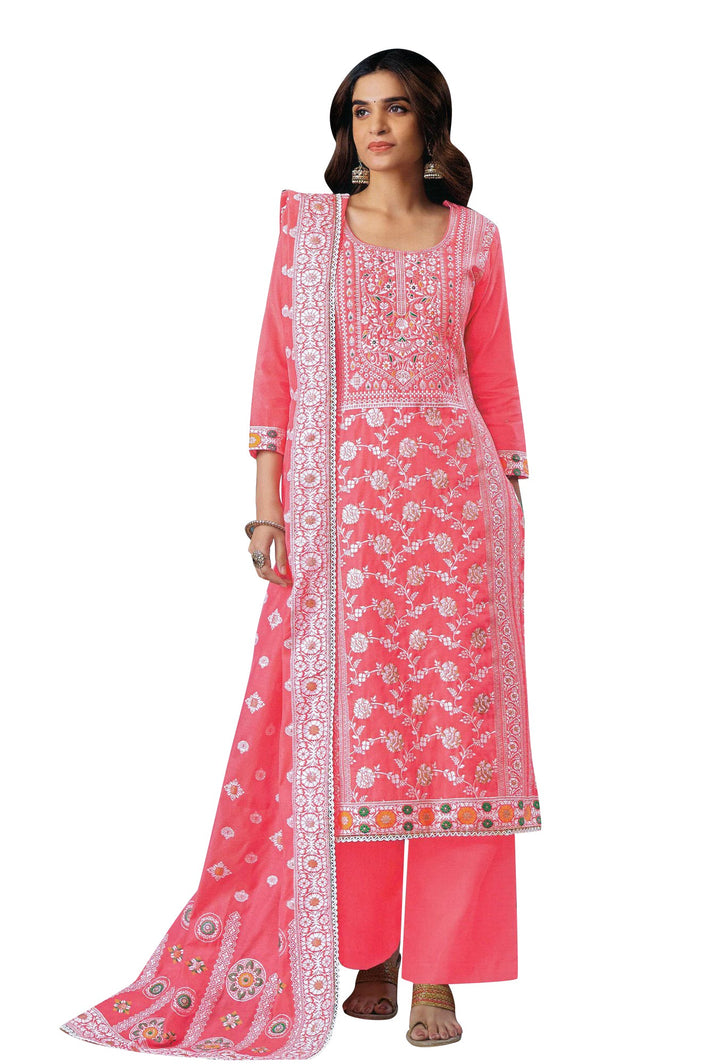 Ladyline Formal Brocade Cotton Silk Salwar Kameez Hand Work with Weaving Dupatta