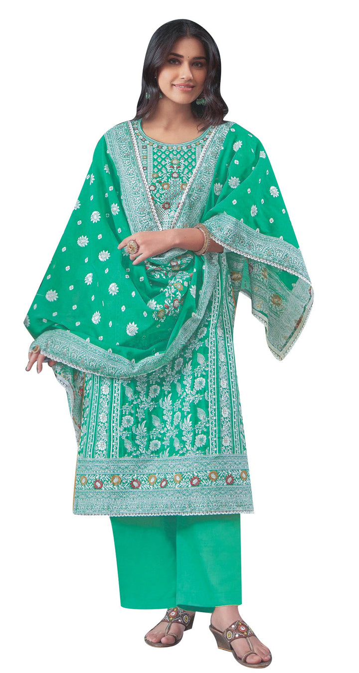 Ladyline Formal Brocade Cotton Silk Salwar Kameez Hand Work with Weaving Dupatta