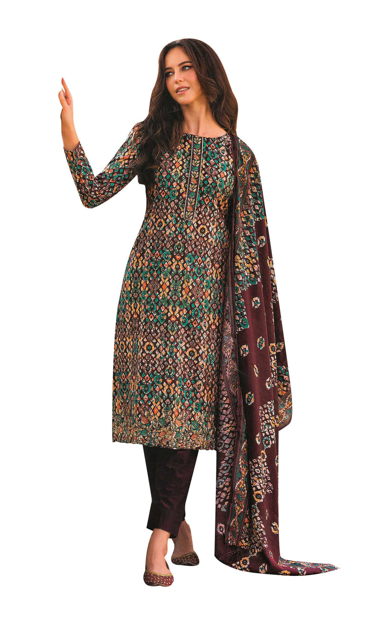 Ladyline Modal Silk Salwar Kameez Printed Embroidered with Pants