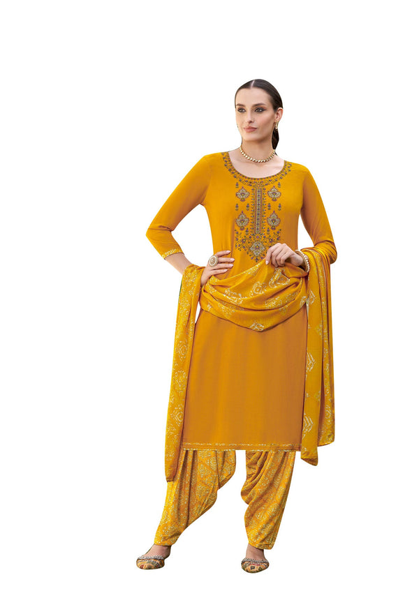 Ladyline Rayon Embroidered Salwar Kameez with Chiffon Dupatta for Womens