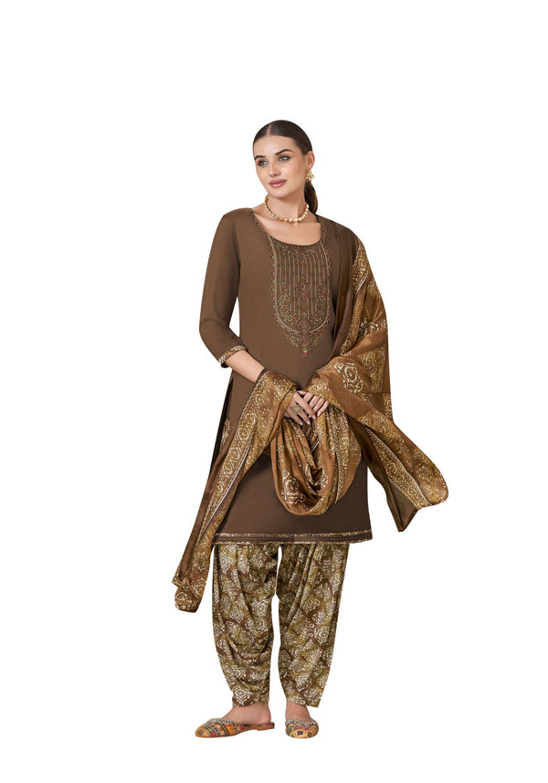 Ladyline Rayon Embroidered Salwar Kameez with Chiffon Dupatta for Womens