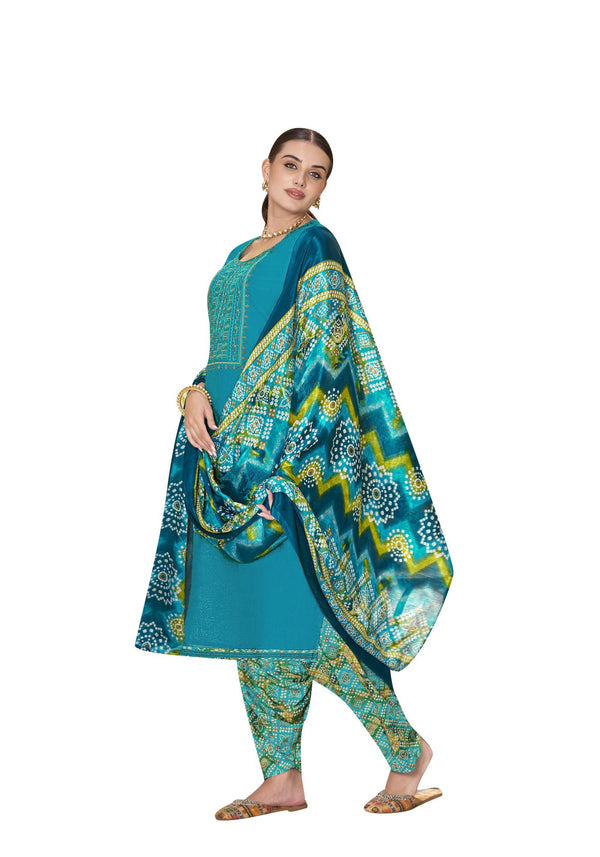 Ladyline Rayon Embroidered Salwar Kameez with Chiffon Dupatta for Womens