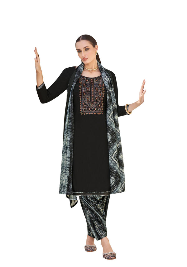 Ladyline Rayon Embroidered Salwar Kameez with Chiffon Dupatta for Womens