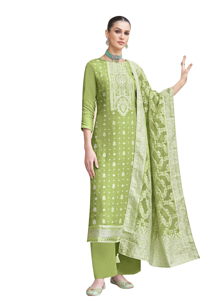 Ladyline Formal Womens Jacquard Crepe Silk Salwar Kameez | Heavy Weaving Dupatta and Pants