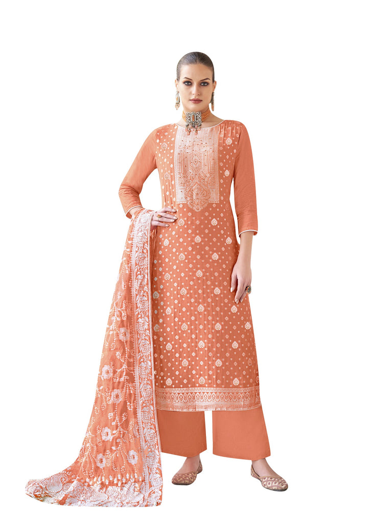 Ladyline Formal Womens Jacquard Crepe Silk Salwar Kameez | Heavy Weaving Dupatta and Pants