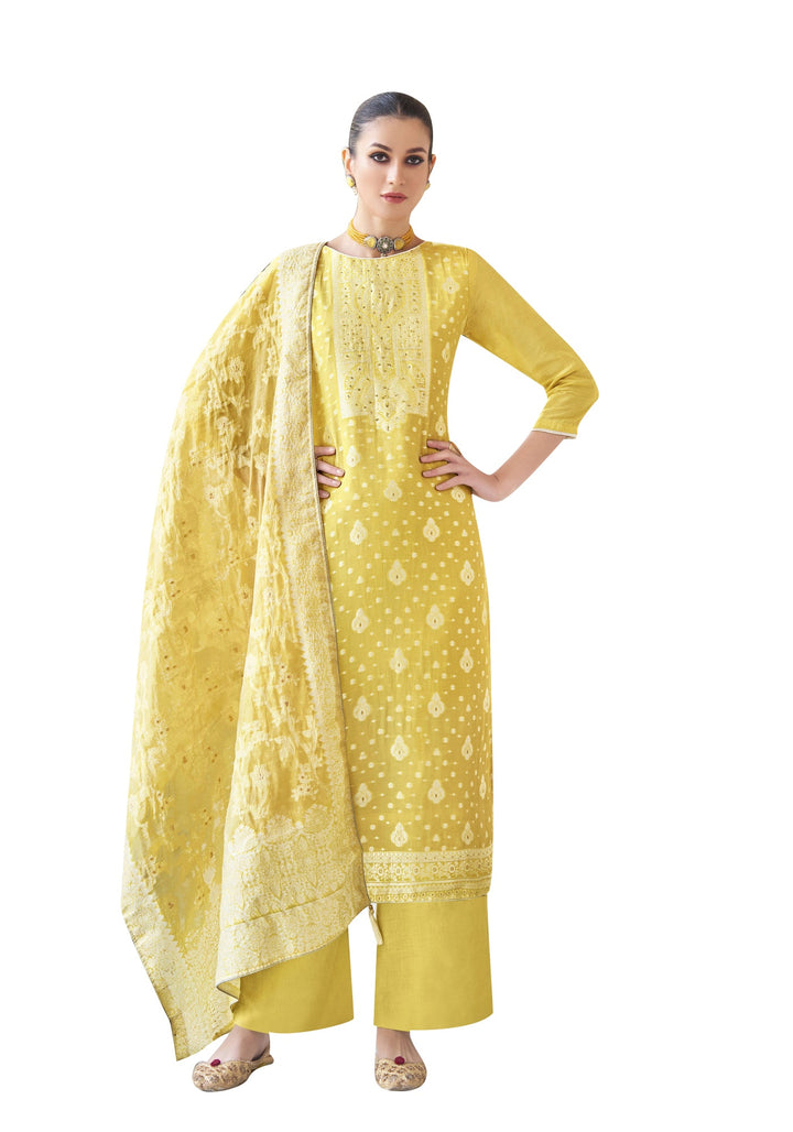 Ladyline Formal Womens Jacquard Crepe Silk Salwar Kameez | Heavy Weaving Dupatta and Pants