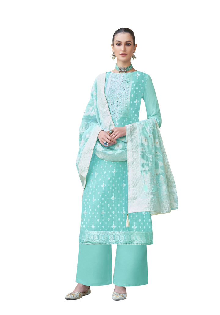 Ladyline Formal Womens Jacquard Crepe Silk Salwar Kameez | Heavy Weaving Dupatta and Pants