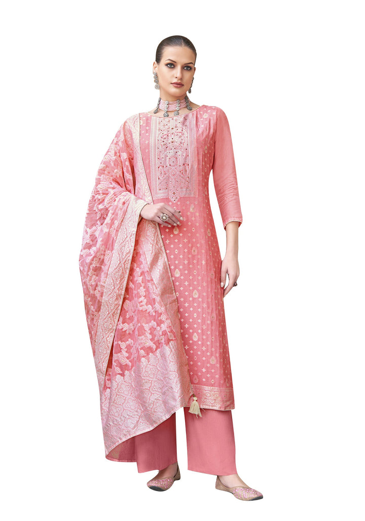 Ladyline Formal Womens Jacquard Crepe Silk Salwar Kameez | Heavy Weaving Dupatta and Pants