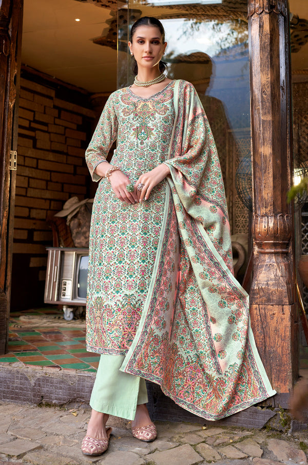 Viscose Pashmina Winter Salwar Kameez Set with Kalamkari Print