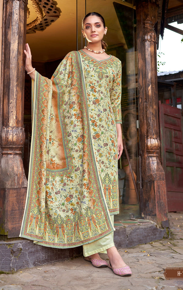 Viscose Pashmina Winter Salwar Kameez Set with Kalamkari Print