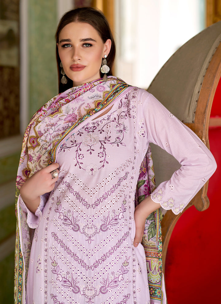 Ladyline Eyelet Chikankari Embroidered Lawn Cotton Salwar Kameez with Printed Dupatta | Designer Kurta with Pants Set | Festive & Party Wear Suits Set