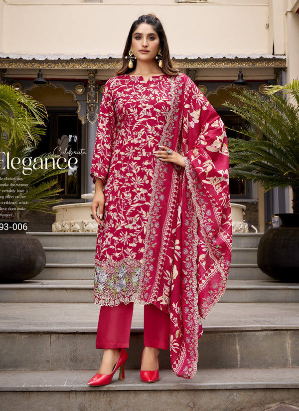 Rayon Digital Printed Salwar Kameez Set with Embroidered Daman