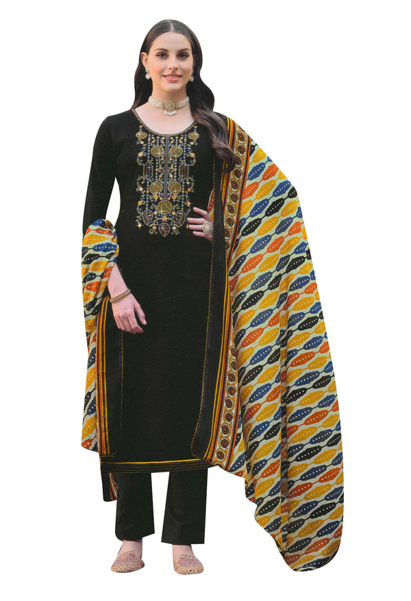 Ladyline Rayon Embroidered Salwar Kameez Suit with Bandhani Printed Dupatta | Palazzo Pants