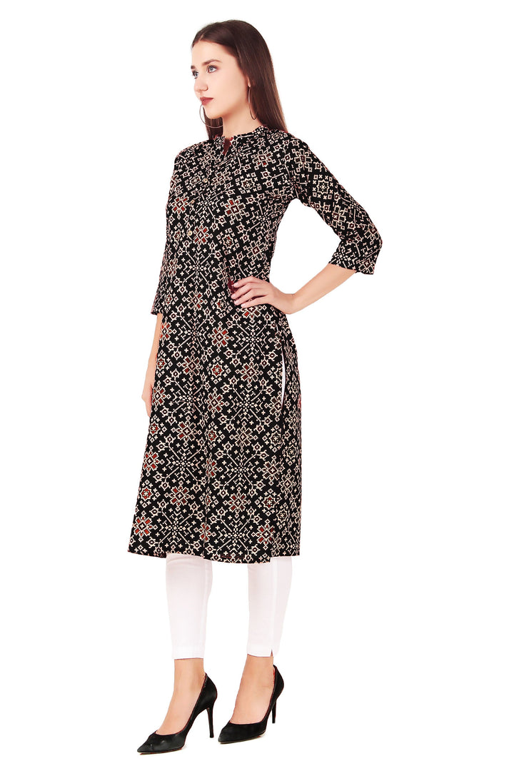 Ladyline Casual Womens Rayon Tunic Top Patola Printed Knee Length Kurti Kurta