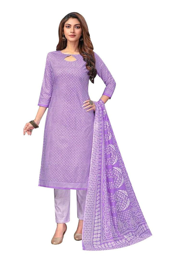 Ladyline Jaipur Cotton Ethnic Printed Salwar Kameez Suit with Cotton Dupatta and Pants