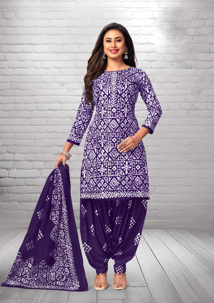 Ladyline Ethnic Batik Printed Salwar Kameez Casual Indian Womens Traditional Dress Salwar Suit