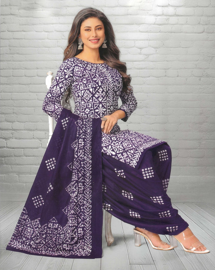 Ladyline Ethnic Batik Printed Salwar Kameez Casual Indian Womens Traditional Dress Salwar Suit