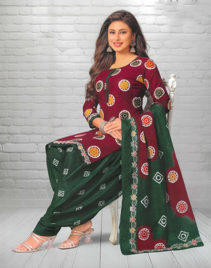 Ladyline Ethnic Batik Printed Salwar Kameez Casual Indian Womens Traditional Dress Salwar Suit