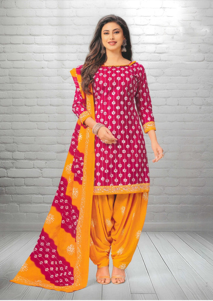 Ladyline Ethnic Batik Printed Salwar Kameez Casual Indian Womens Traditional Dress Salwar Suit