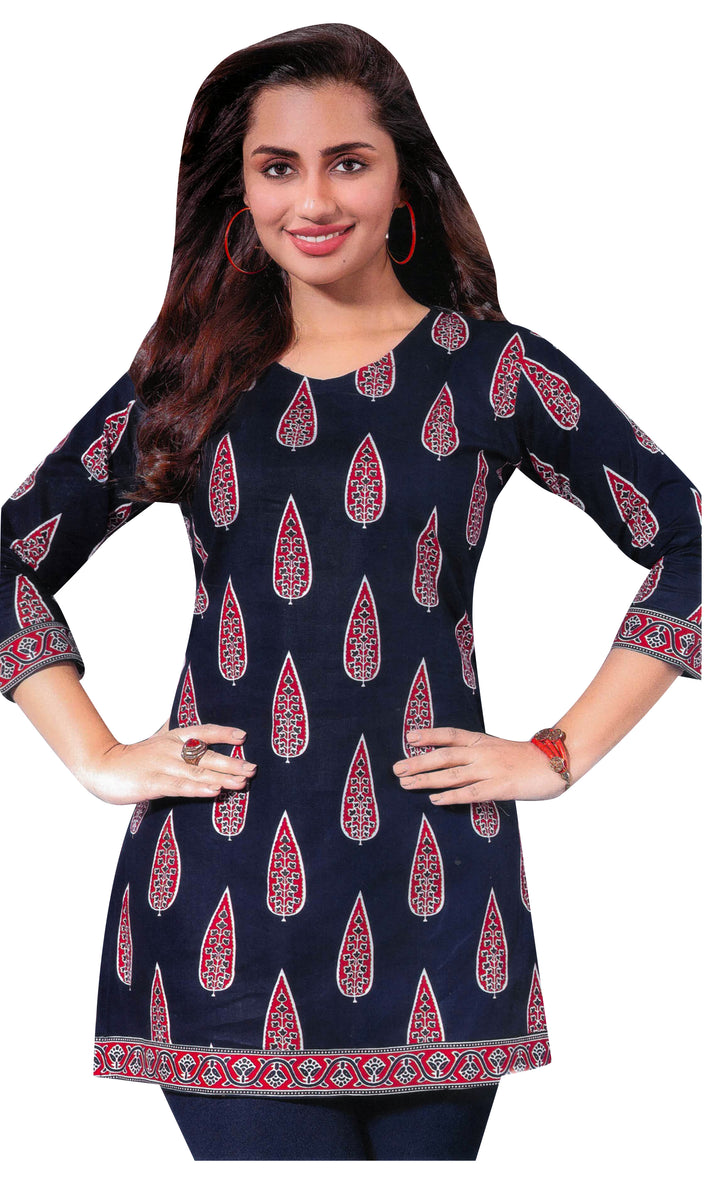 Ladyline Casual Cotton Printed Tunic Top Blouse for Womens Short Kurti Ethnic Print