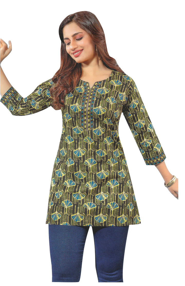 Ladyline Casual Cotton Printed Tunic Top Blouse for Womens Short Kurti Ethnic Print