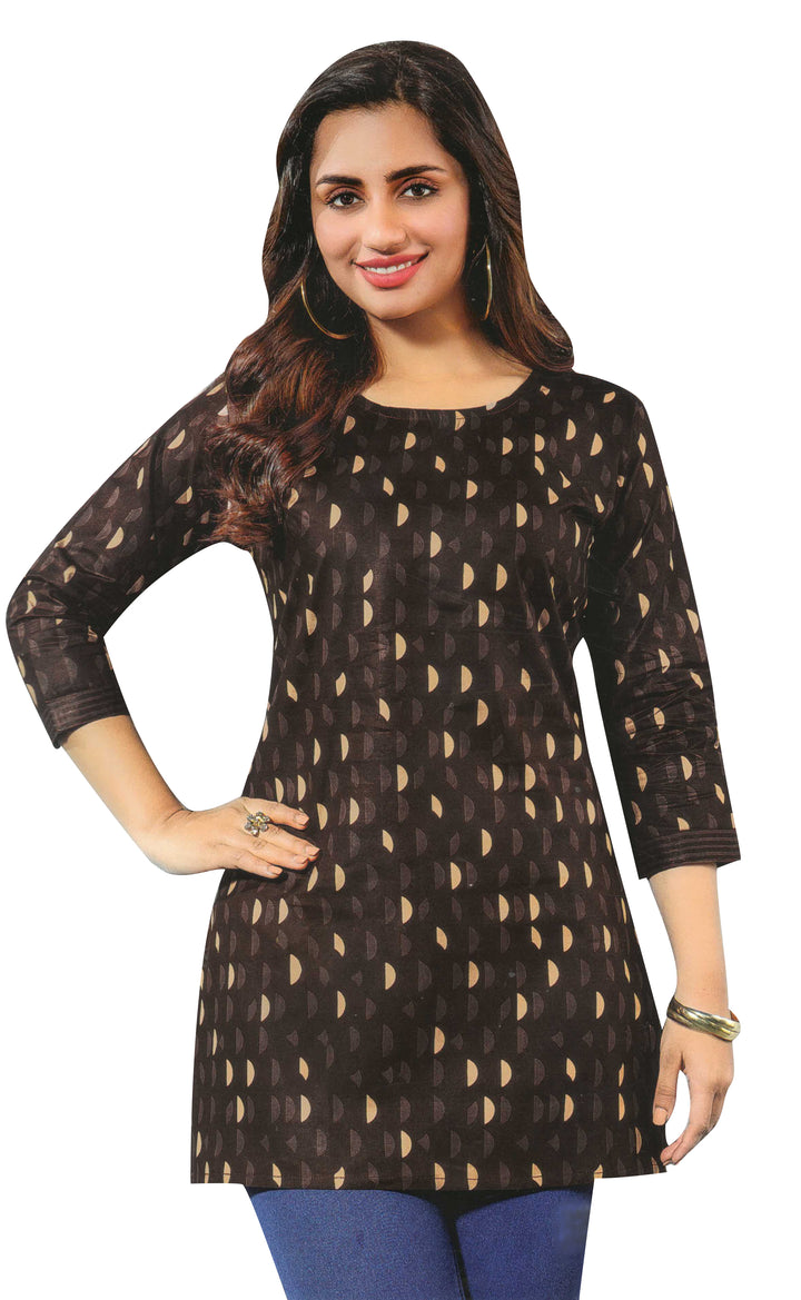 Ladyline Casual Cotton Printed Tunic Top Blouse for Womens Short Kurti Ethnic Print