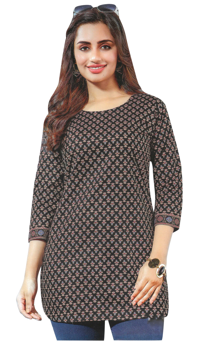 Ladyline Casual Cotton Printed Tunic Top Blouse for Womens Short Kurti Ethnic Print