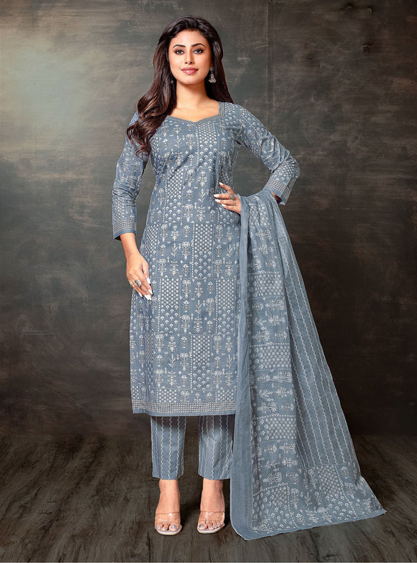 Ladyline Women’s Jaipur Cotton Printed Salwar Kameez Suit Set with Dupatta | Ethnic Indian Pakistani Wear | Kurta Pants Set | Casual & Festive Wear