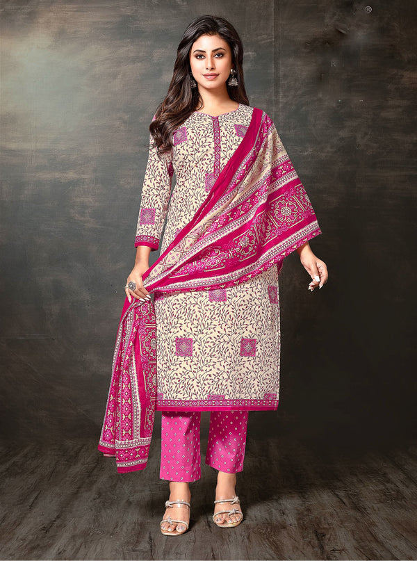 Ladyline Women’s Jaipur Cotton Printed Salwar Kameez Suit Set with Dupatta | Ethnic Indian Pakistani Wear | Kurta Pants Set | Casual & Festive Wear