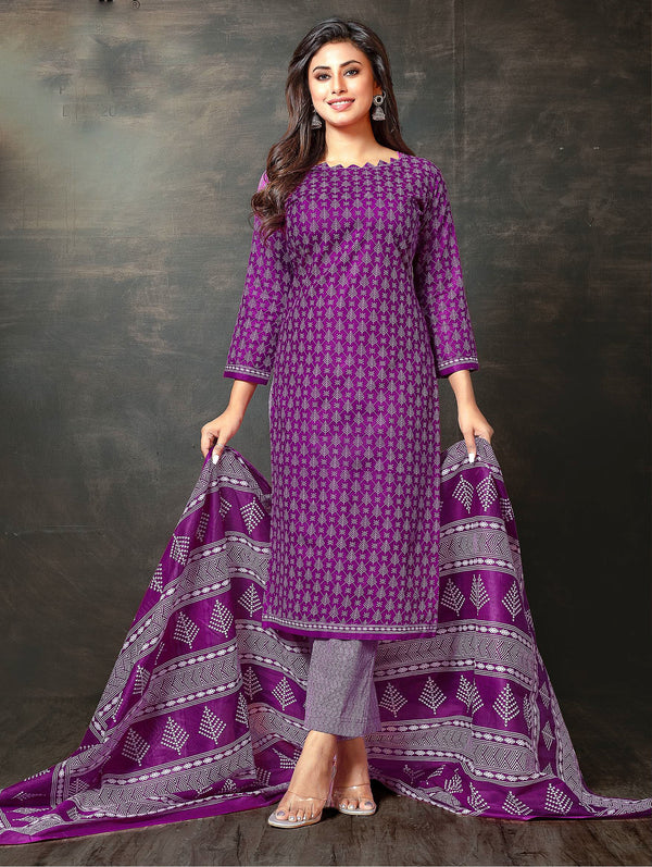 Ladyline Women’s Jaipur Cotton Printed Salwar Kameez Suit Set with Dupatta | Ethnic Indian Pakistani Wear | Kurta Pants Set | Casual & Festive Wear