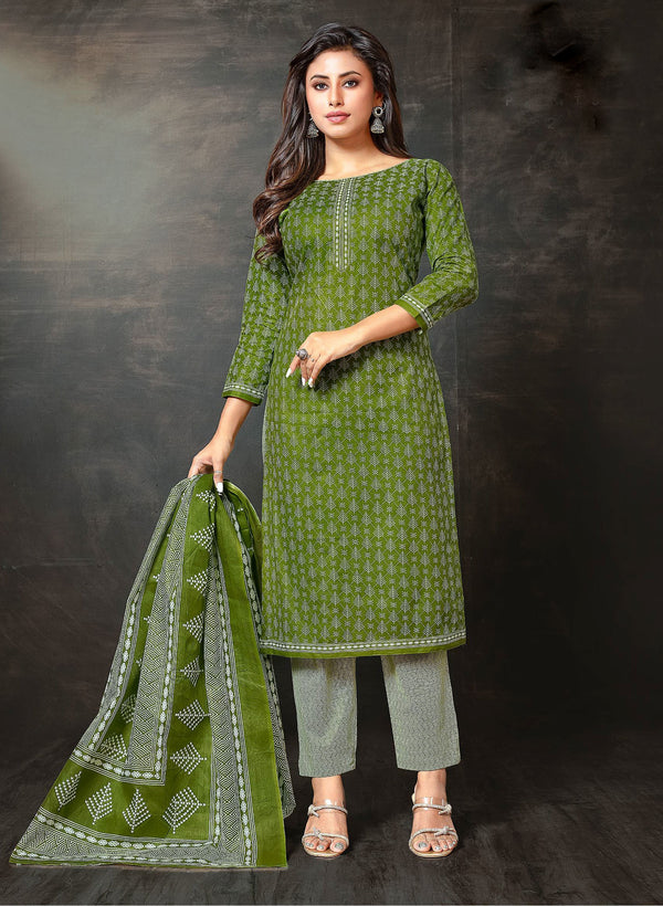 Ladyline Women’s Jaipur Cotton Printed Salwar Kameez Suit Set with Dupatta | Ethnic Indian Pakistani Wear | Kurta Pants Set | Casual & Festive Wear