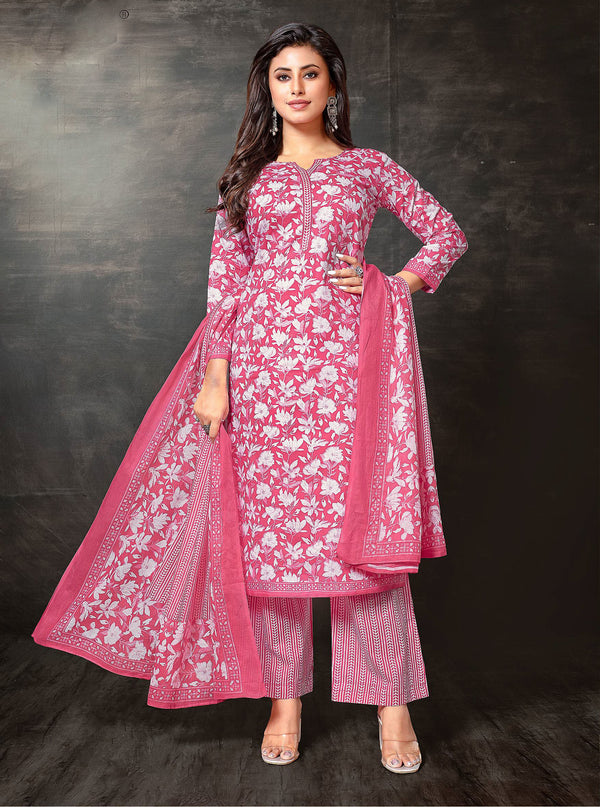 Ladyline Women’s Jaipur Cotton Printed Salwar Kameez Suit Set with Dupatta | Ethnic Indian Pakistani Wear | Kurta Pants Set | Casual & Festive Wear