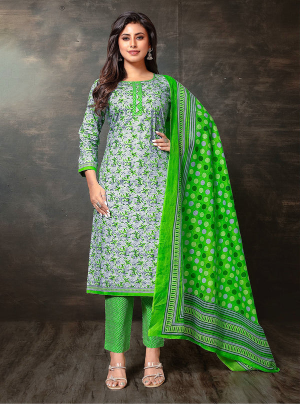 Ladyline Women’s Jaipur Cotton Printed Salwar Kameez Suit Set with Dupatta | Ethnic Indian Pakistani Wear | Kurta Pants Set | Casual & Festive Wear