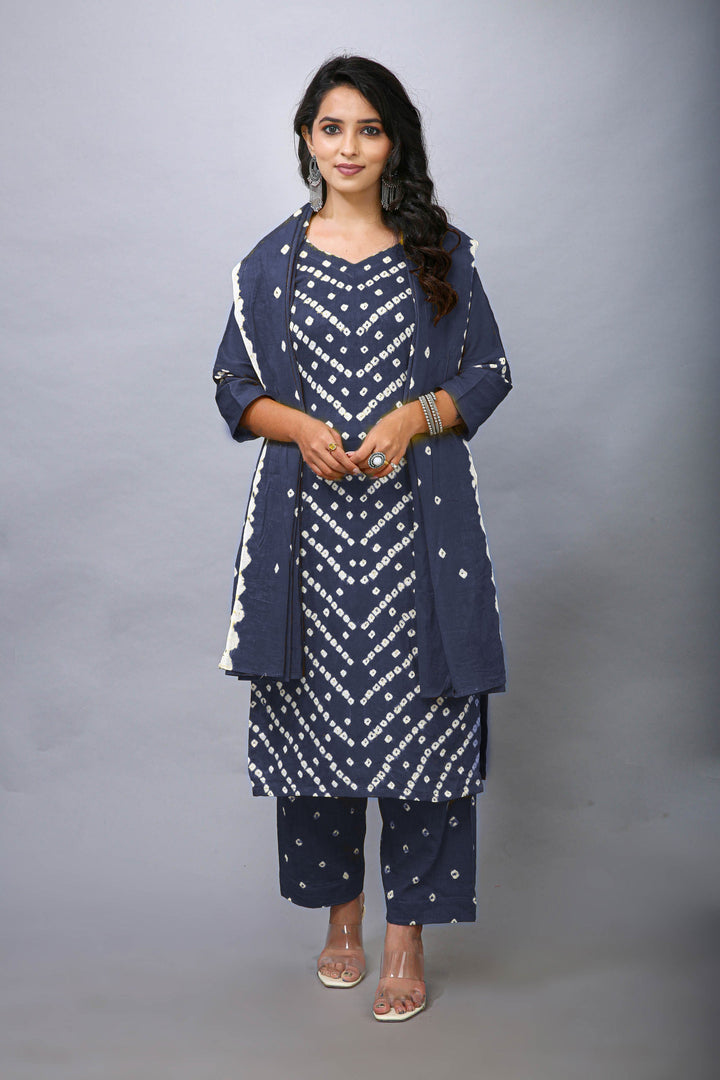 Ladyline Tie-Dye Bandhej Printed Salwar Kameez in Cotton Indian Pakistani Womens Dress