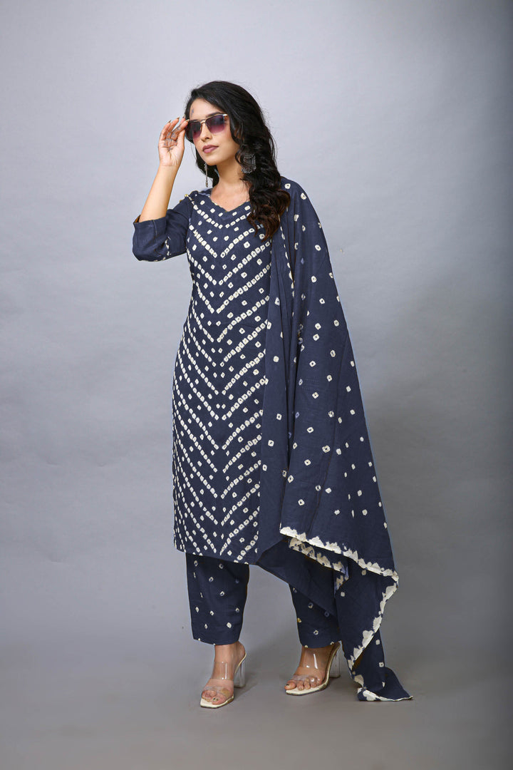 Ladyline Tie-Dye Bandhej Printed Salwar Kameez in Cotton Indian Pakistani Womens Dress