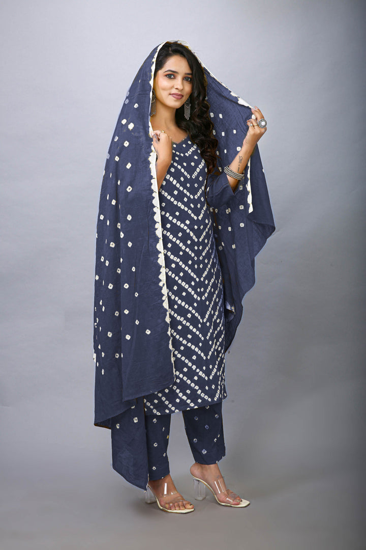 Ladyline Tie-Dye Bandhej Printed Salwar Kameez in Cotton Indian Pakistani Womens Dress